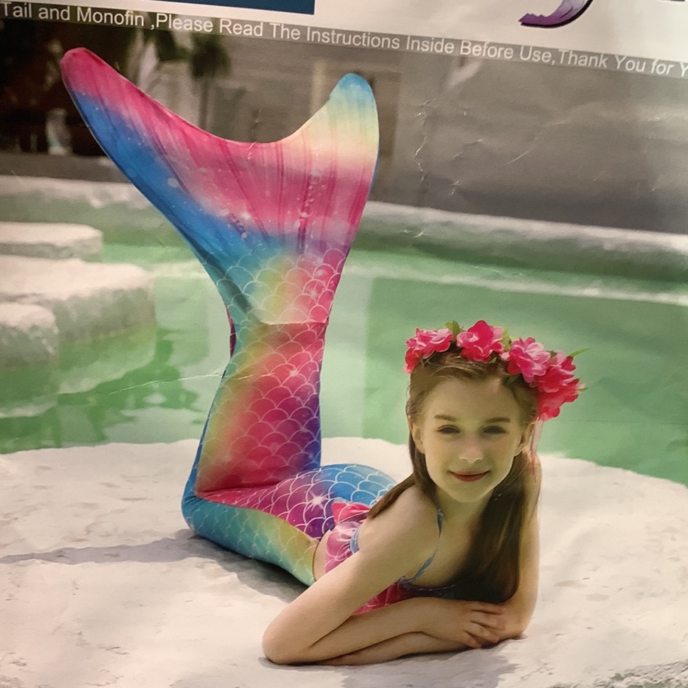 She Pretty Mermaid Tails with Mono Fin Sparkle Mermaid Swimsuit for Kid New